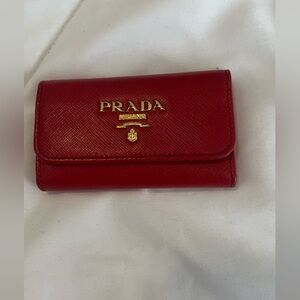 Prada Red Saffiano Leather key holder